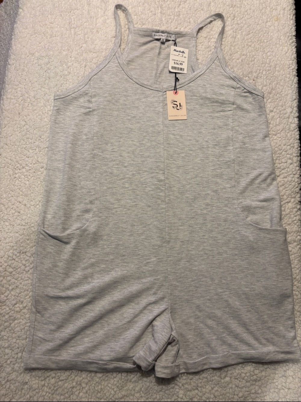 Sincerely Jules Light Gray Sleeveless Knit Romper